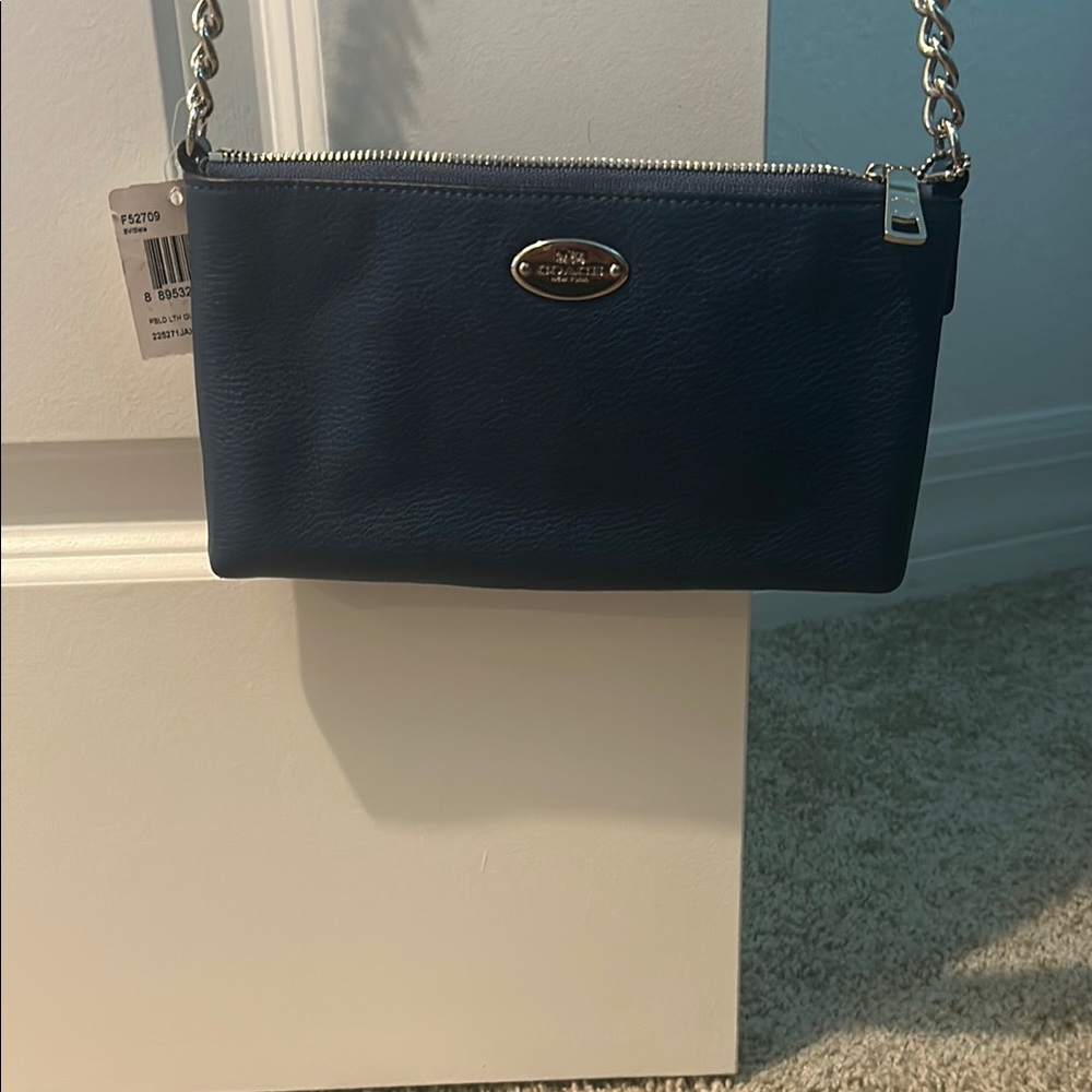 Coach Blue Crossbody Bag with Gold Hardware